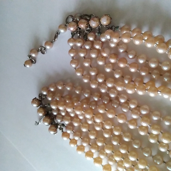 RARE SANDOR 7-Layer Glass Pearl Choker w L W PARIS Cut Steel Slide Buckle - Picture 16 of 16